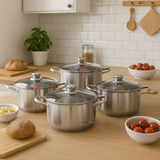 Bateria Cocina Cacerolas 8 Piezas Juego De Ollas Acero Inoxidable