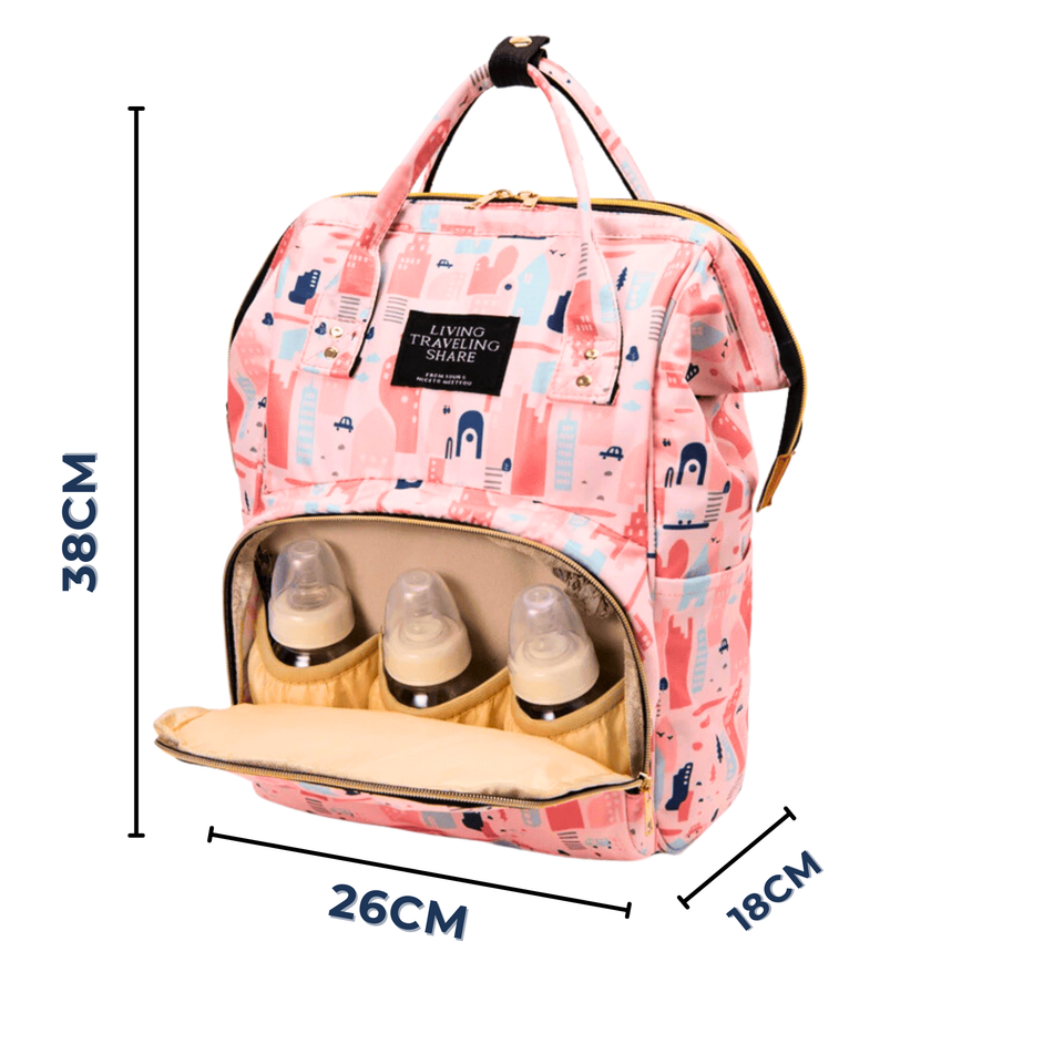 Mochila Maternal Oxford Bolso Pañalera Infantil Diseño Estampado Térmica e Impermeable