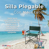 Silla Plegable De Playa Camping con Mesa Lateral Diseño Unicolor