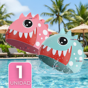 Gorro Gorra Natación Baño Diseño Tiburón Silicona Colores Surtidos 3 Años En Adelante Niña