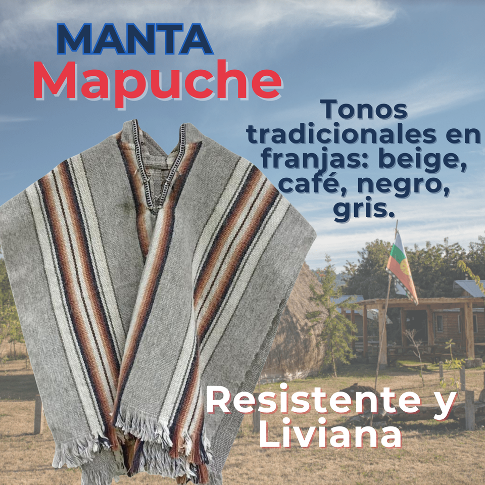 Poncho Manta Mapuche LANA GRUESO 85x55CM Fiestas Patrias