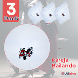 Pack 3 Pañuelos Baile Cueca 36 CM Con Bordes Bordado Pareja Fiestas Patrias