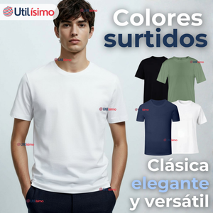 Pack 6 Camisetas Poleras 100% Bambú Básicas Lisa Elástica Hombre Colores Surtidos