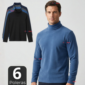 Pack 6 Camisetas Poleras Polar Primera Capa Cuello Beatle Manga Larga Colores Surtidos Hombre