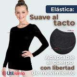 Camiseta De Panty Elástica Transpirable Manga Larga Segunda Piel Niña Nylon Negro