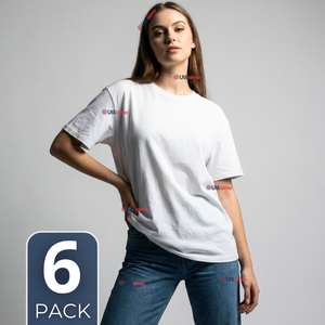 Pack 6 Camisetas Poleras 100% Algodón Básica Lisa Elástica Mujer Blanco