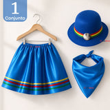 Traje Nortino Con Sombrero Niña Baile Típico 3 Piezas Fiestas Patrías Blue Beauty