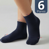 Pack 6 Pares Calcetines Tobilleras Cortos Algodón Color Azul Niña y Niño