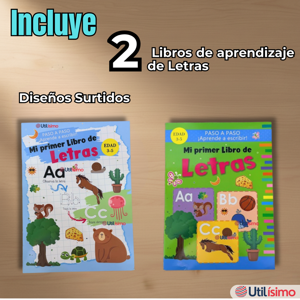 Pack 2 Libros De Aprendizaje de Letras Educativo Diseños Surtidos