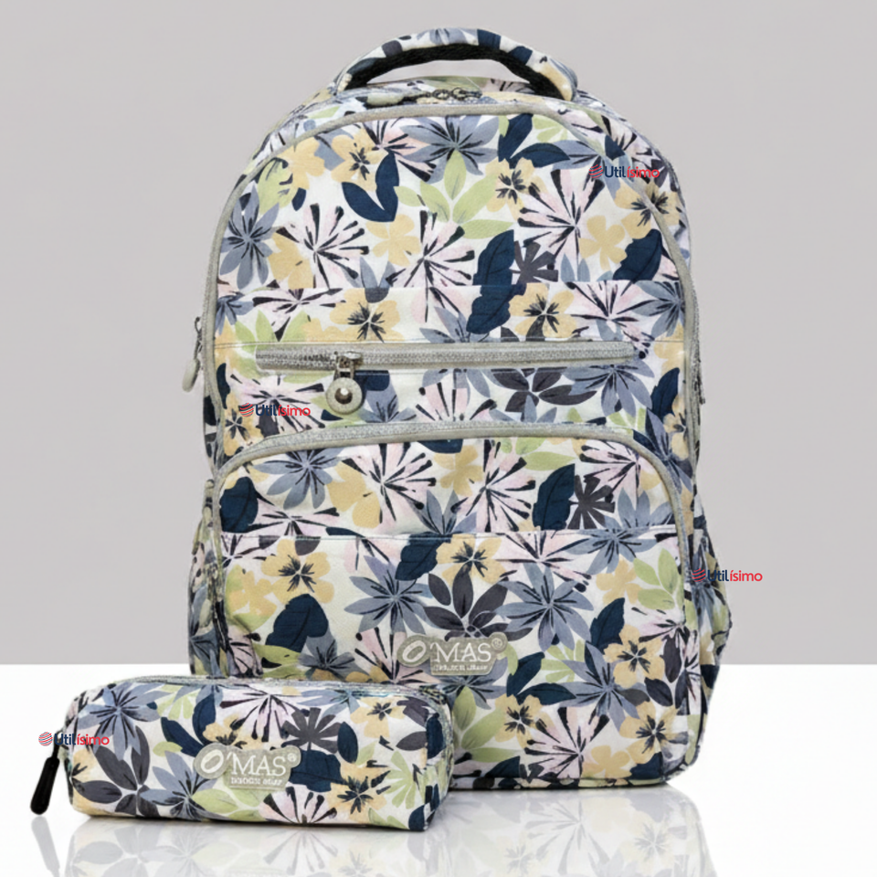 Mochila Escolar Con Estuche 46cm Poliéster Impermeable Niña Juvenil