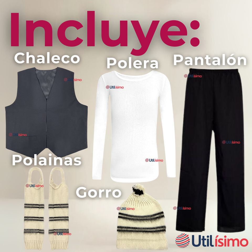 Traje Chilote Incluye Polera Fiestas Patrias Niño Chile