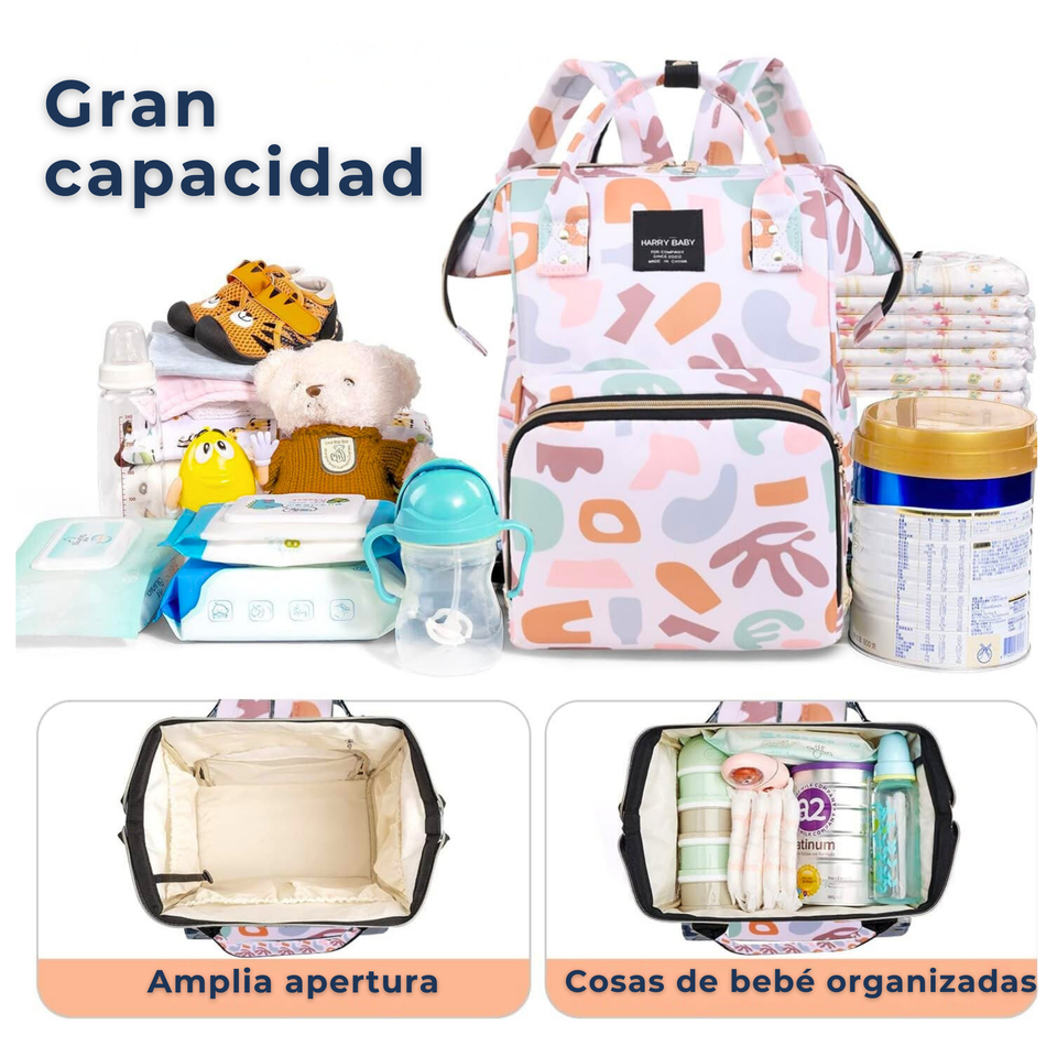 Mochila Maternal Oxford Bolso Pañalera Infantil Diseño Estampado Térmica e Impermeable