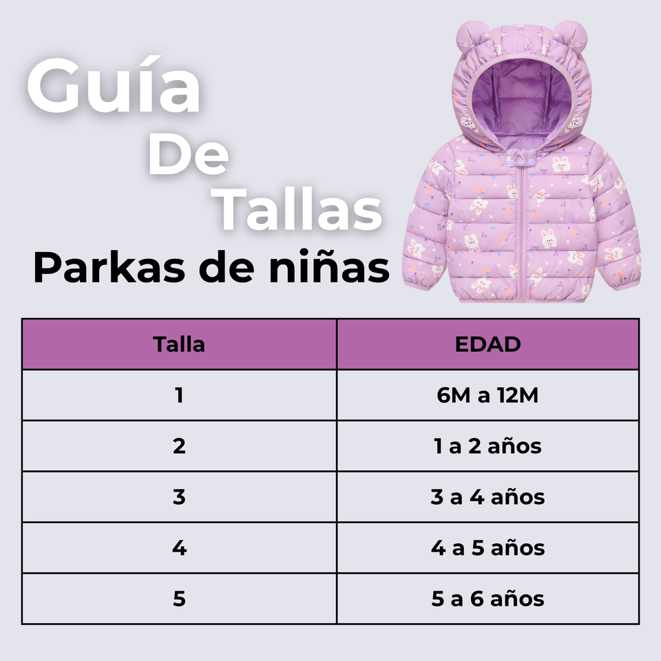 Parka Térmica Con Capucha Y Orejitas Estampado Conejito Niña