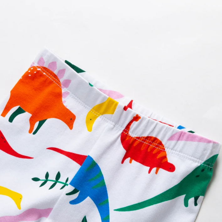 Calzas Niña Dinosaurios De Colores Blanco Jump Kids 100% Algodón