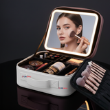 Estuche Maquillaje 2 en 1 Bolso Cosmetiquero Espejo Con Luz Led Organizador