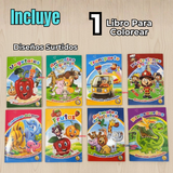 Libro Para Colorear Pintar  Educativo Con Stickers Diseños Surtidos