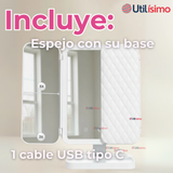 Espejo De Maquillaje Tri Plegable Con Luces LED Recargable