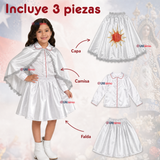 Traje Tirana Diablada Blanco 3 Piezas Niña Baile Típico Fiestas Patrias