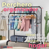 Perchero Organizador Colgante de Ropa Doble Barra Tendedero Acero