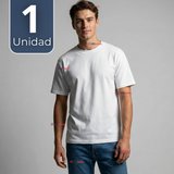 Camiseta Polera 100% Algodón Básica Lisa Elástica Hombre Blanco