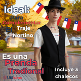 Pack 3 Chaleco Bolero Nortino Juvenil Fiestas Patrias Negro