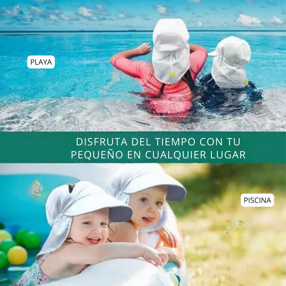 Gorro para el Sol con Solapas Protección UV Niños de 1 a 10 Años  Azul Tiburones