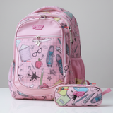 Mochila Escolar Con Estuche 43cm Tela Oxford Impermeable Niña