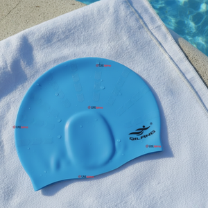 Gorro Gorra Natación Con Protector De Orejas Silicona Azul 12 años En Adelante
