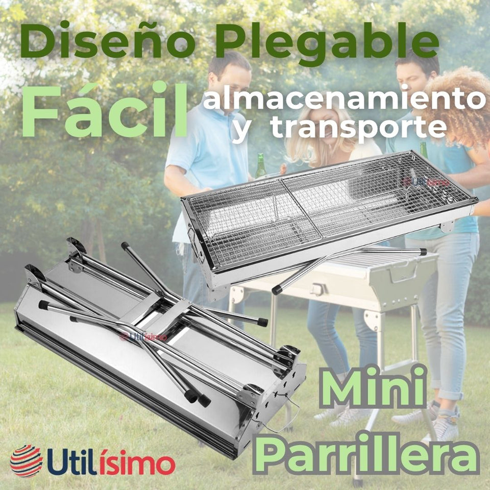 Mini Parrillera Portátil Acero Inoxidable Plegable A Carbón