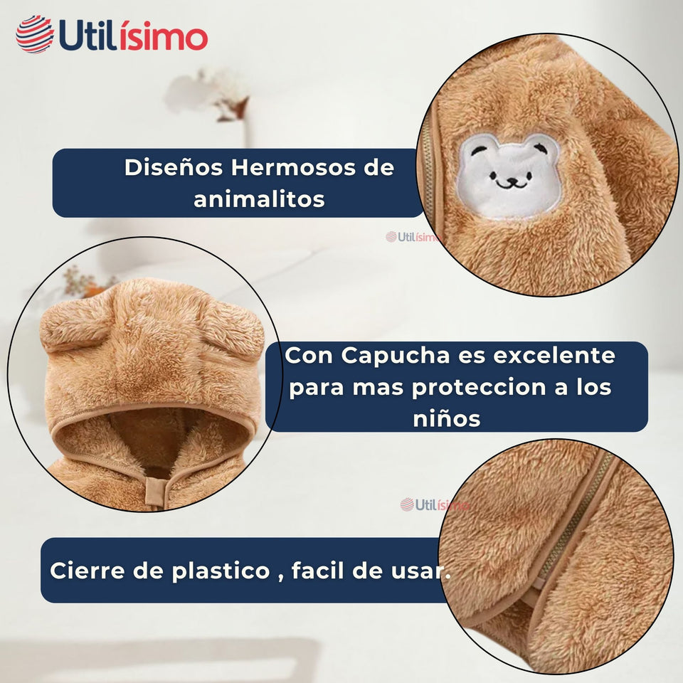 Chaqueta Polar con Capucha Niño Animalitos Cafè