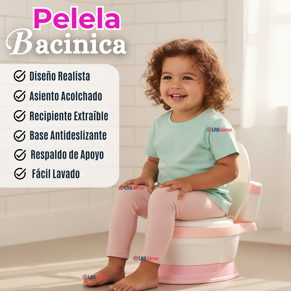 Pelela Inodoro Baño Entrenador Portátil Niña Rosa Asiento Acojinado