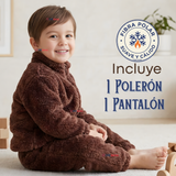 Conjunto 2 Piezas Buzo Polerón Pantalón Bebe Niño Poliéster Brown