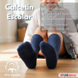 Calcetín Escolar Corto Algodón Azul Niño y Niña