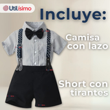 Conjunto de Vestir con Tirantes Camisa Pantalón Corto Algodón Niño