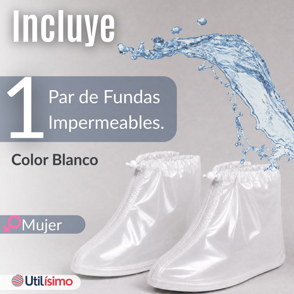 Fundas Cubre Calzado Impermeables Aislante Lluvia Blanco Mujer 1 Par