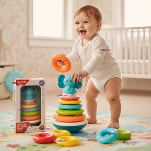 Torre De Aros Argollas Para Apilar Y Ordenar Con Sonido Sensorial Multicolor Bebé Niño Niña