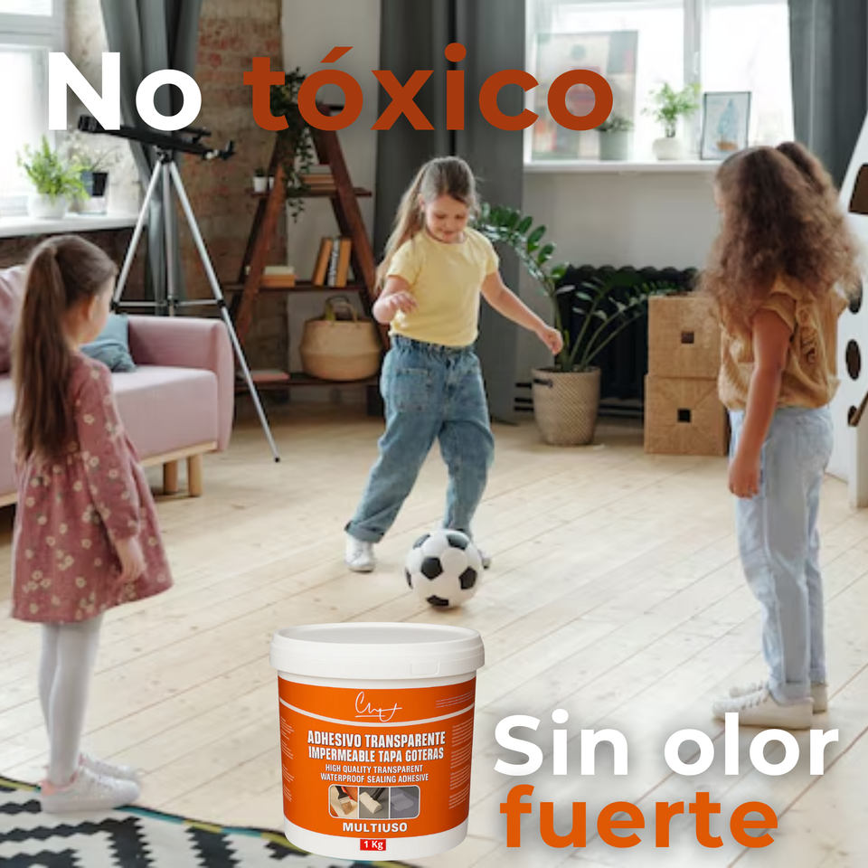 Sellador Adhesivo Transparente Impermeable Tapa Goteras 1Kg No Tóxico