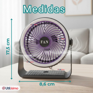 Mini Ventilador De Mesa Gris Silencioso Portátil Recargable USB