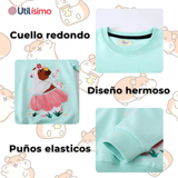 Polerón Algodón Cuello Redondo Niña Turquesa Hámster