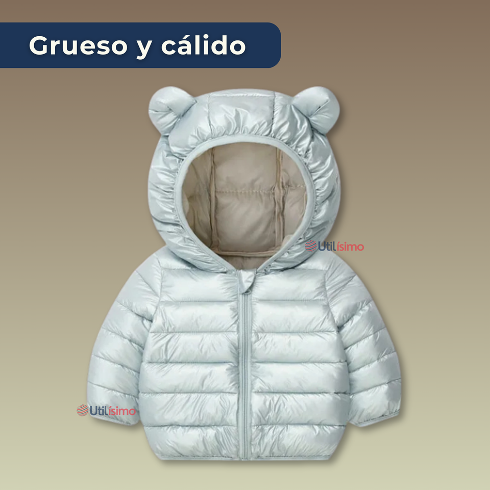 Parka Con Capucha Mangas Larga Niña Metallic Light Blue