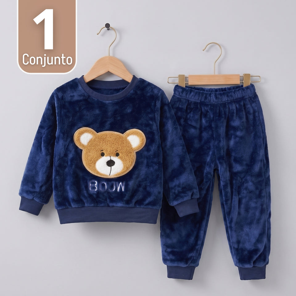 Conjunto Buzo Polerón Frizado Niños Bebes Corderito Liso 2 Piezas