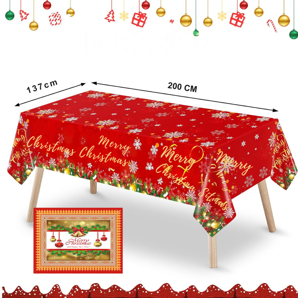 Mantel Navidad Merry Christmas Dorado Poliéster 137x200 cm