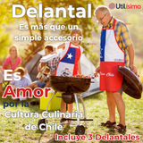 Pack 3 Delantal Cocina Chile Fiestas Patrias Bandera Chilena 60X90 CM Surtidos