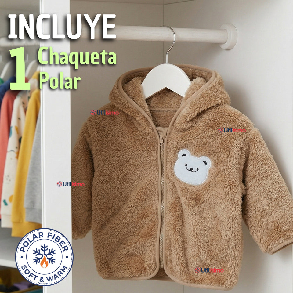Polerón Con Capucha Forro Polar Bebe Niño Oso Abrigo Invierno