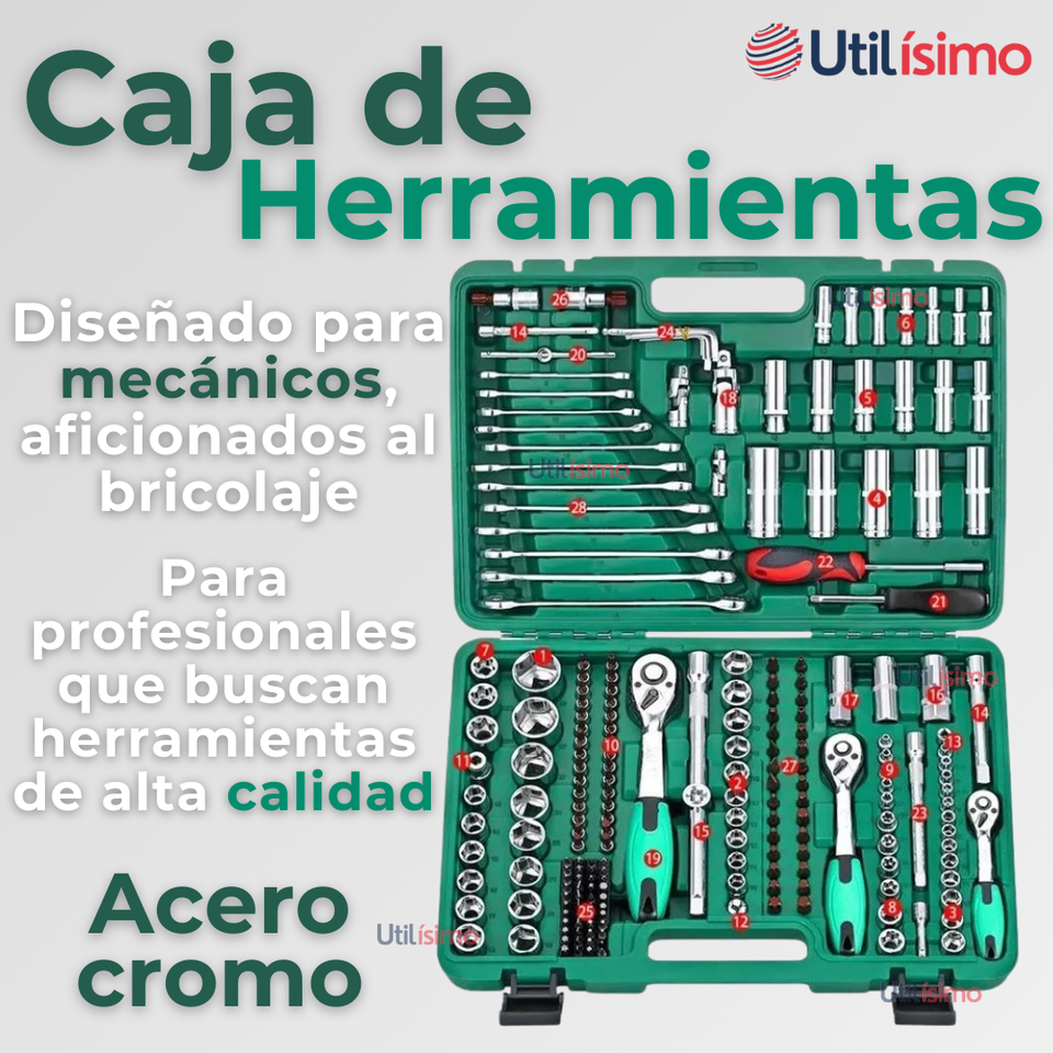 Set Caja De Herramientas 216 Piezas Dados Y Llaves Acero Cromo