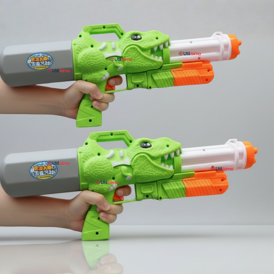 Pack 2 Pistolas Lanza Agua Dinosaurio Color Verde Juguete 40cm Niño
