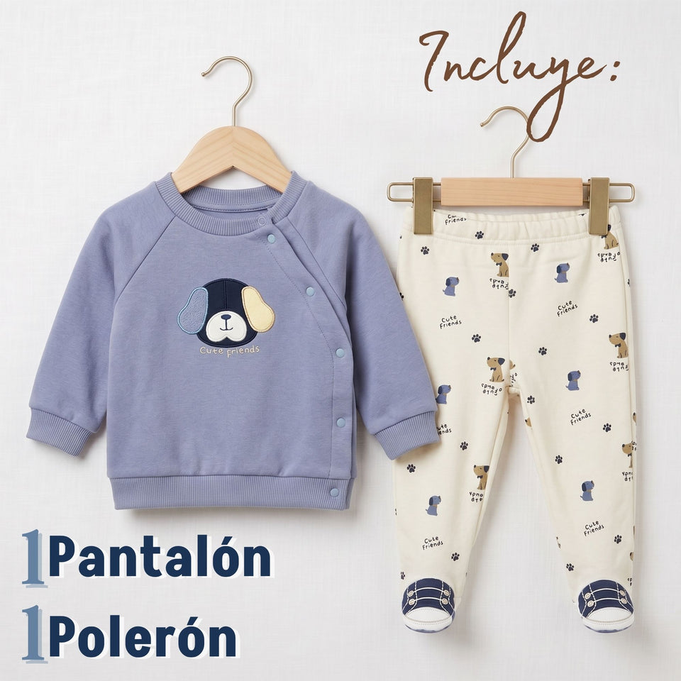 Conjunto Buzo Polerón 2 Piezas Bebé Niño Tedmimak Cute Dog