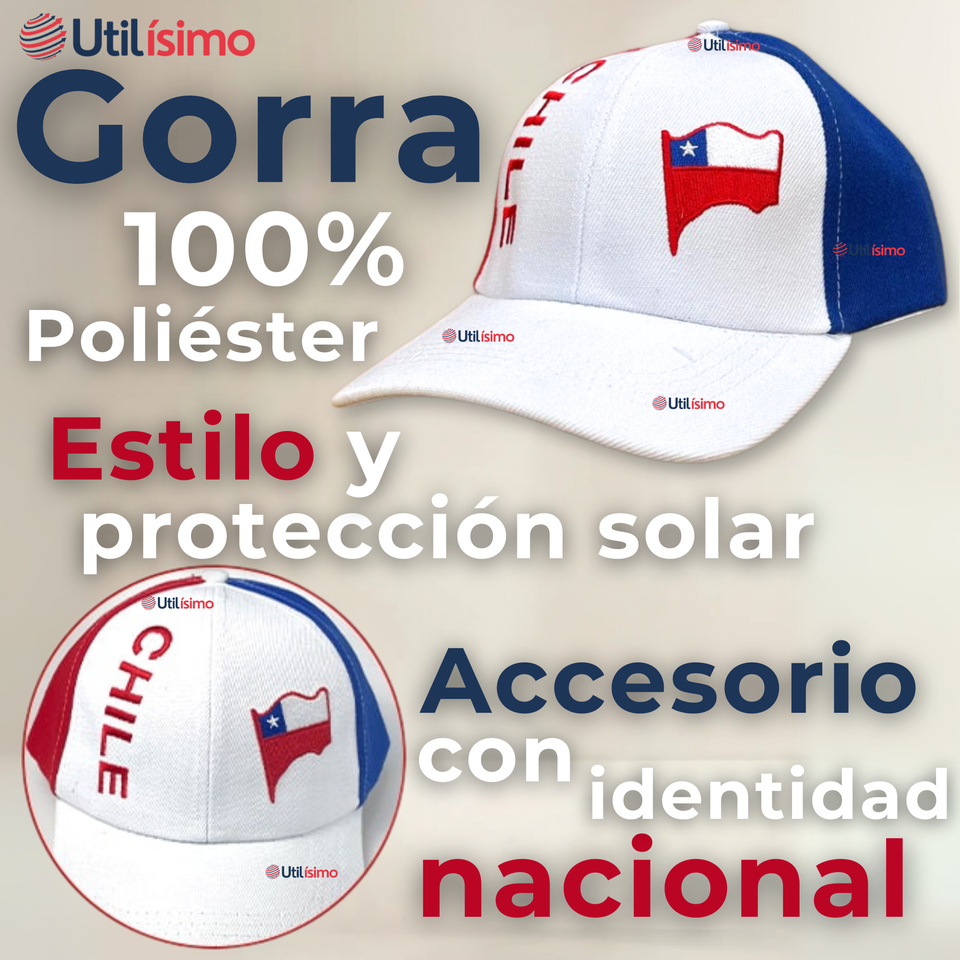 Gorro Jockey Talla Única Alta Calidad Poliéster Estampado Chileno