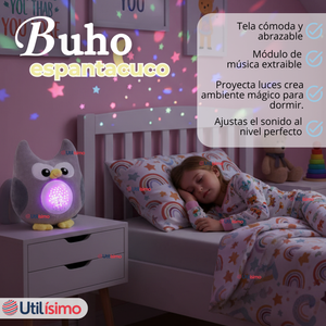 Peluche Búho Espantacuco Con Luz Y Sonido Para Bebé Niño Niña