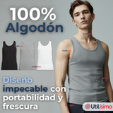 Camiseta Sin Manga Básica Suave 100% Algodón Colores Surtidos Hombre